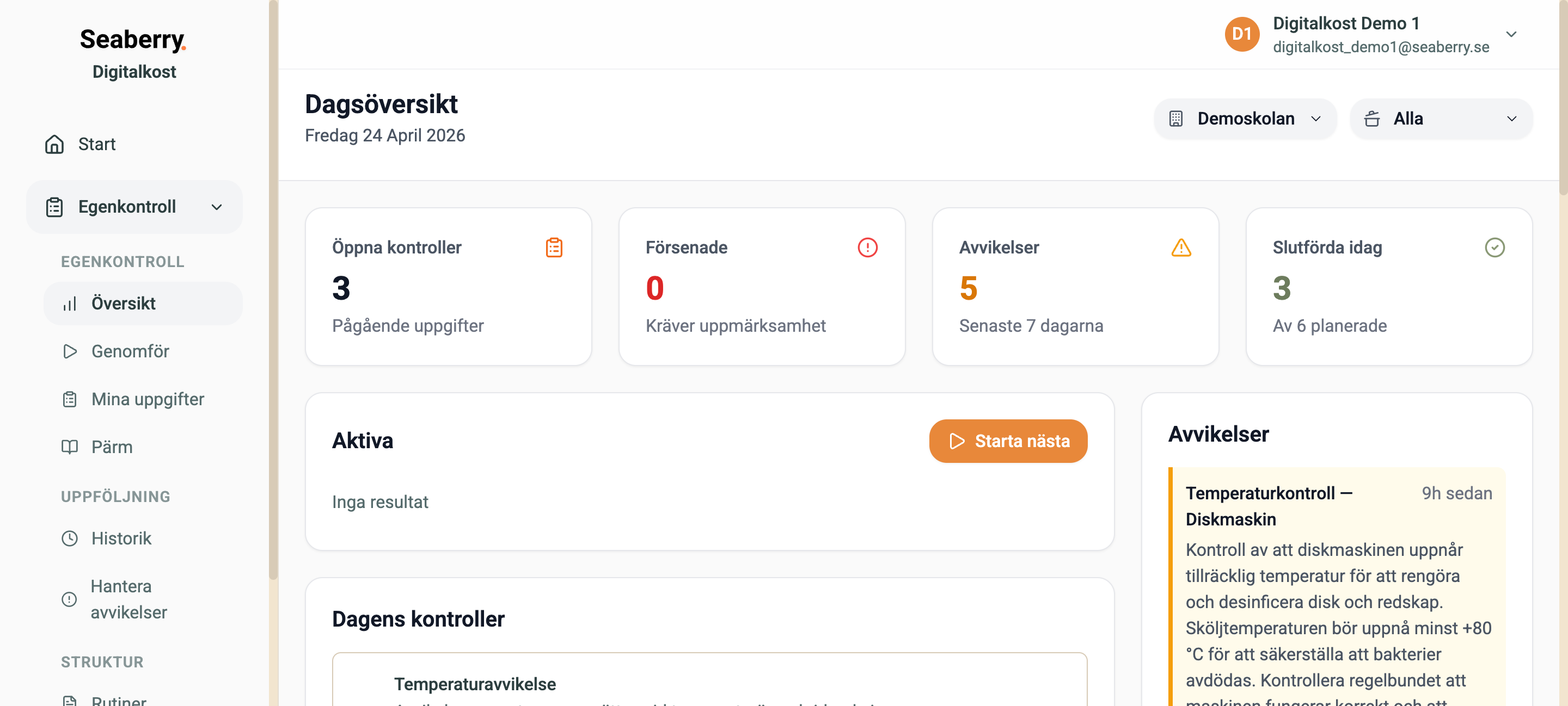 Översikt – egenkontroll