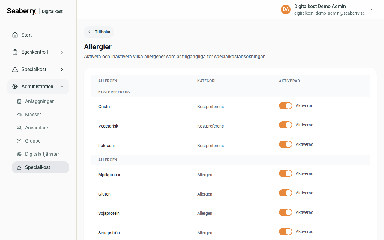 Allergenkonfiguration