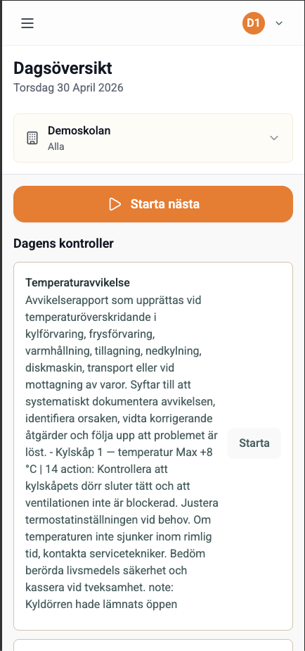 Avvikelse efter kontroll – avvikelse upptäckt mobilvy